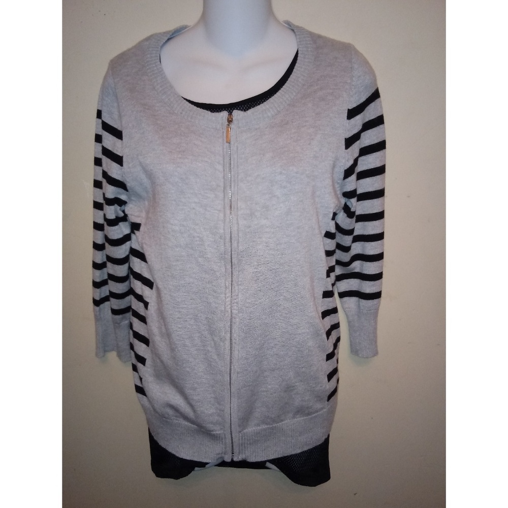 Grey Full Zip Up Sweater - Picture 3 of 3